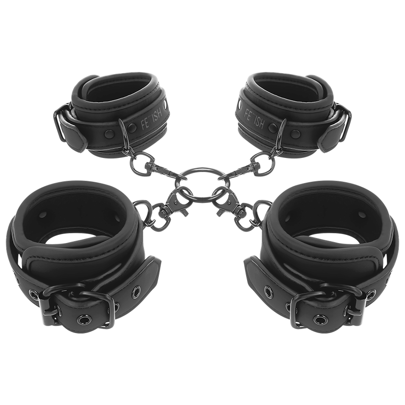 Ensemble de Menottes Fétiche Pour Mains et Chevilles en Néoprene – présentation des éléments inclus